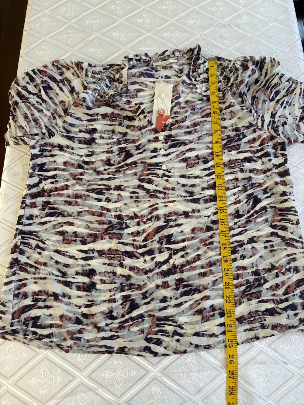 cooper & ella Zebra-Print Sheer V-Neck Blouse